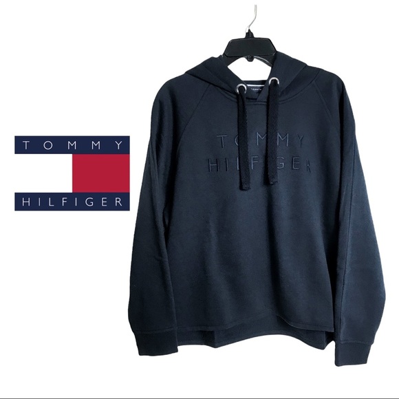 NWT Tommy Hilfiger Navy Blue Women’s Hooded Sweatshirt - Picture 1 of 8